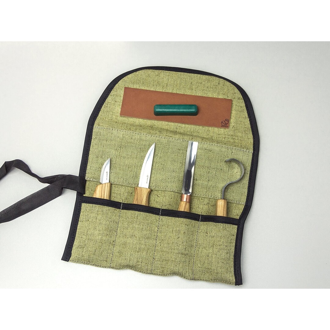 BeaverCraft S43 Spoon and Kuksa wood carving set in Canvas Pouch