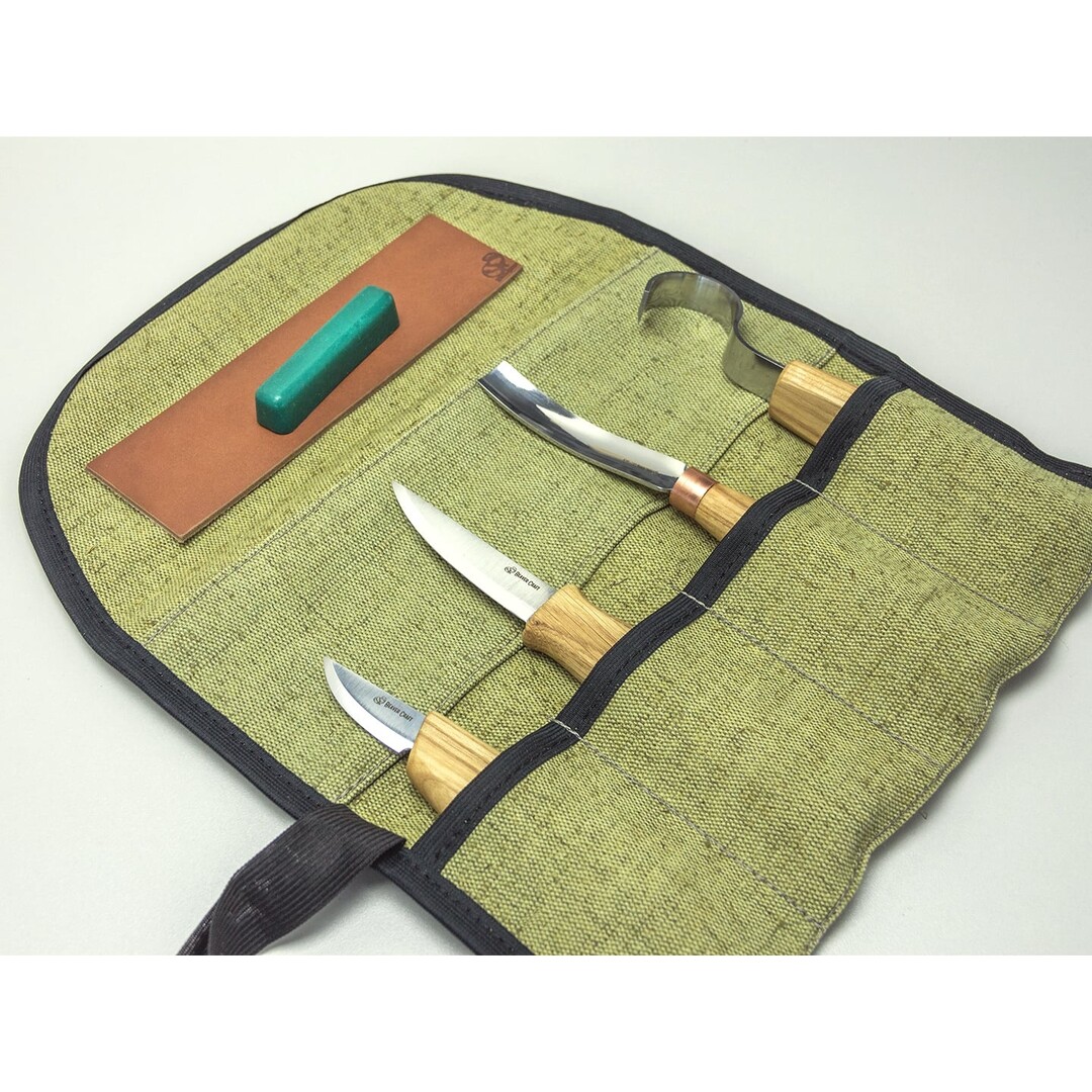 BeaverCraft S43 Spoon and Kuksa wood carving set in Canvas Pouch