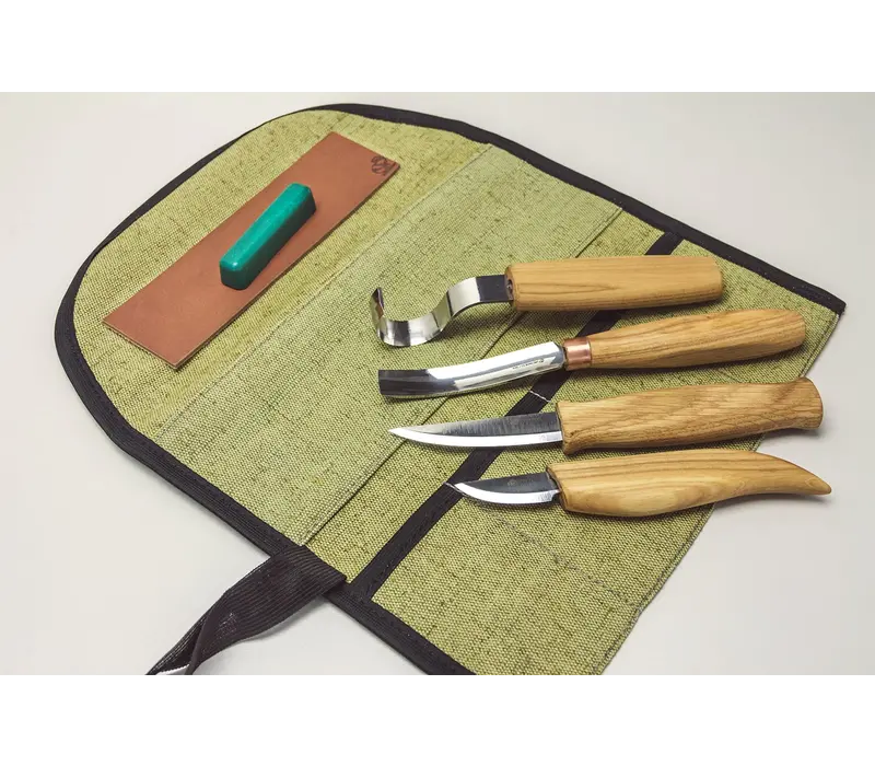 BeaverCraft S43 Lepel en Kuksa houtsnijset in Canvas Etui