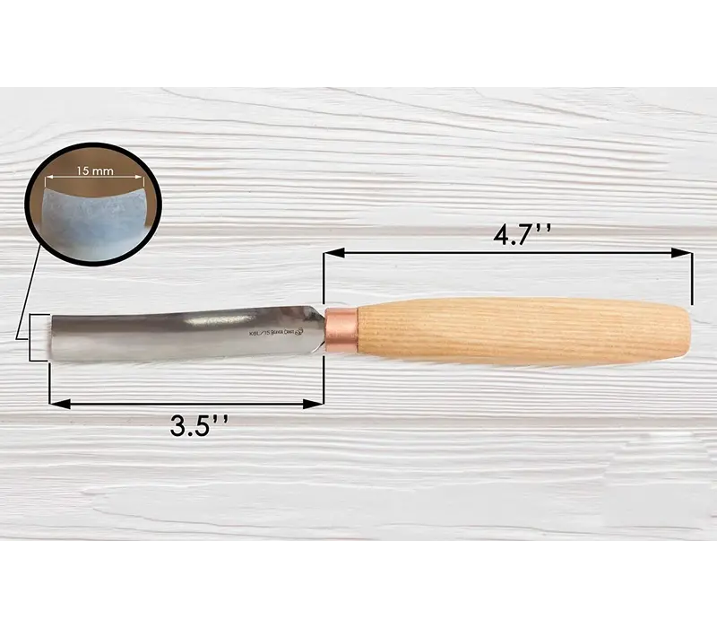 BeaverCraft K6L/15 Compact Long Bent Gouge (Sweep #6)