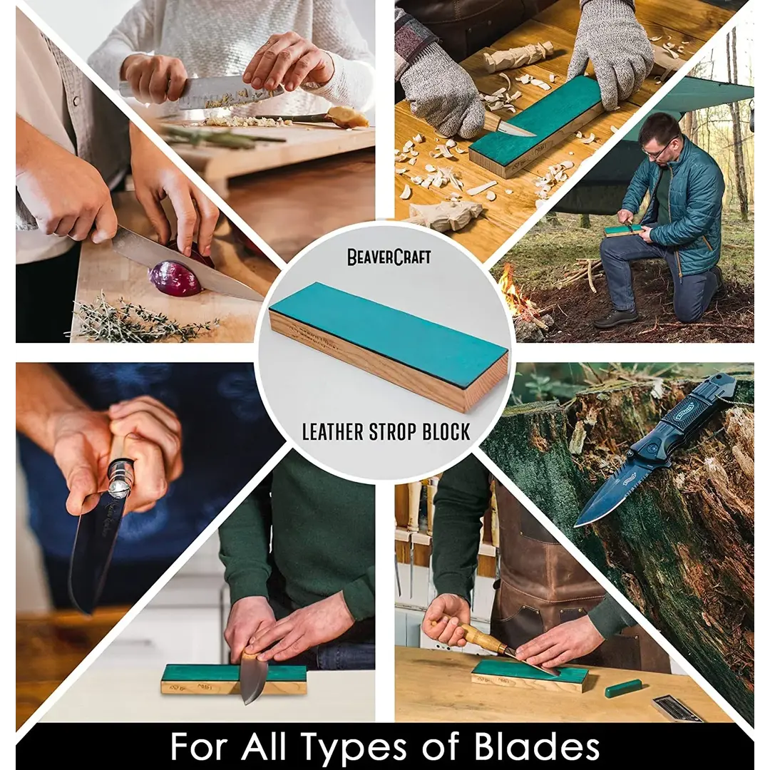 BeaverCraft LS4P1 Eenzijdige leren peddelstrop met polijstmiddel