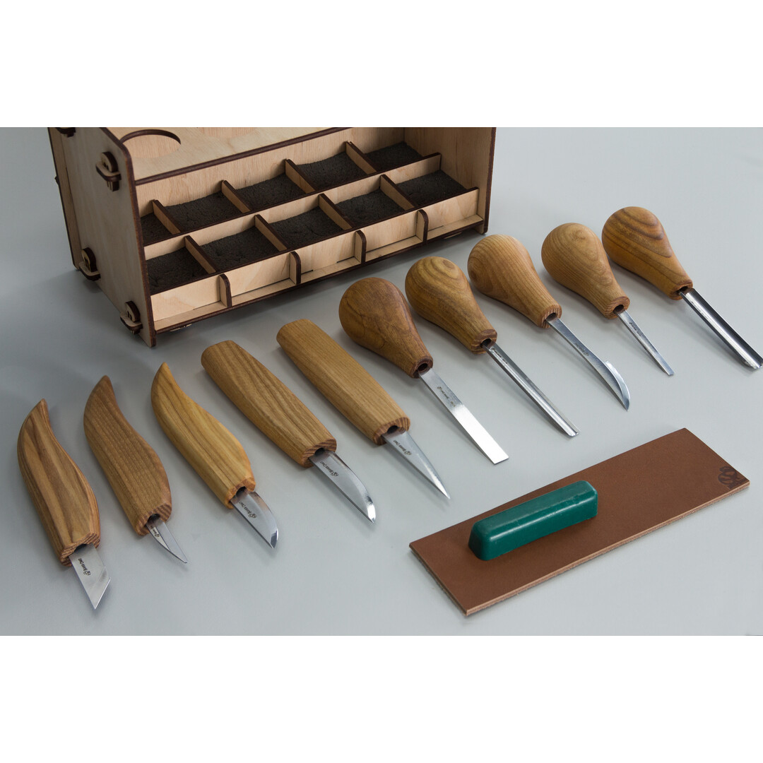 Beavercraft S52 Houtsnijgereedschap Set van 10 Messen en Beitels met opbergsysteem