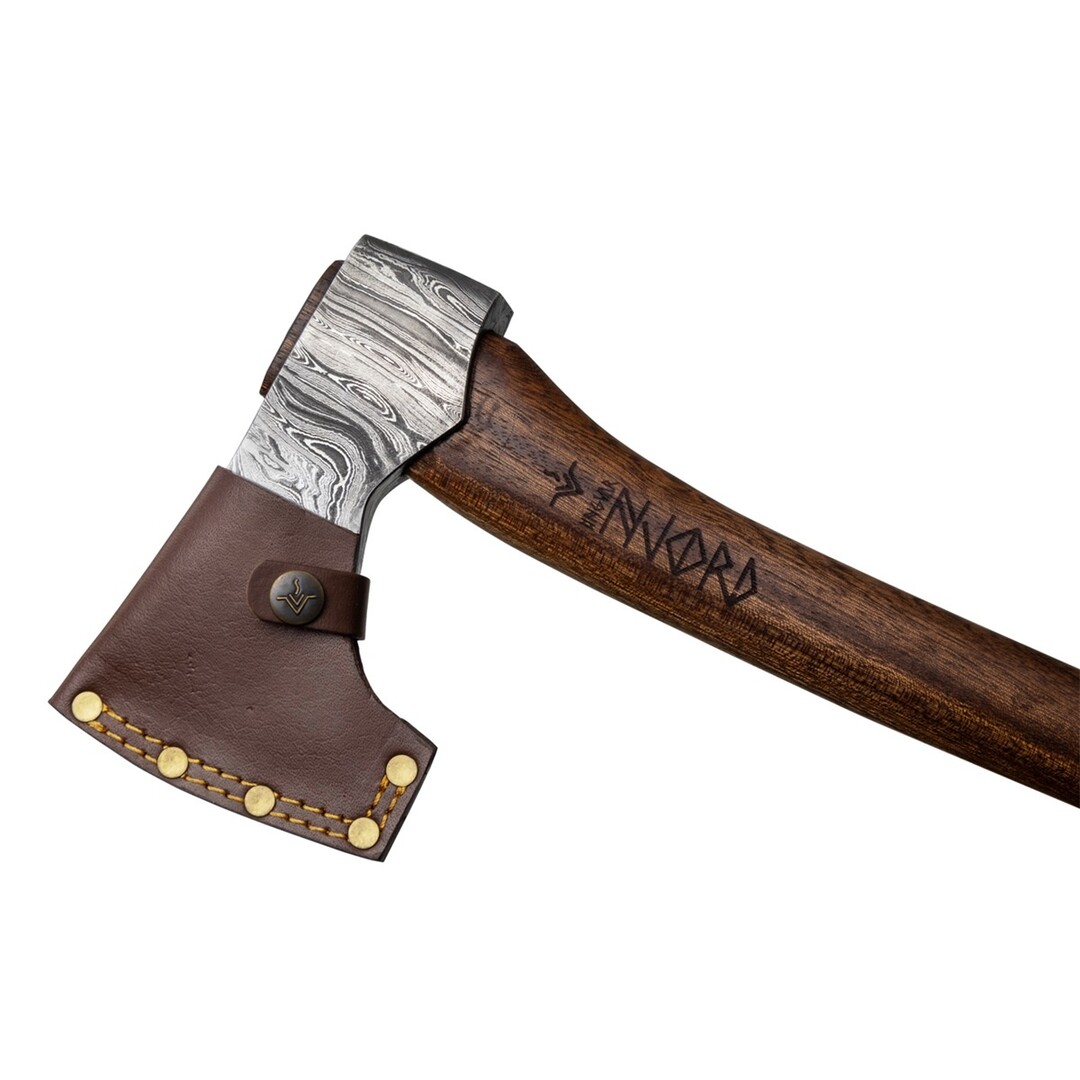 Njord Ingvar Damascus Axe – Hand-Forged for Bushcraft & Camping