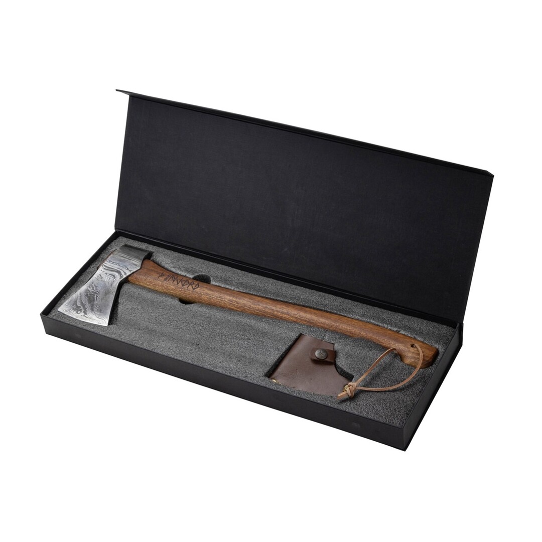 Njord Ingvar Damascus Axe – Hand-Forged for Bushcraft & Camping