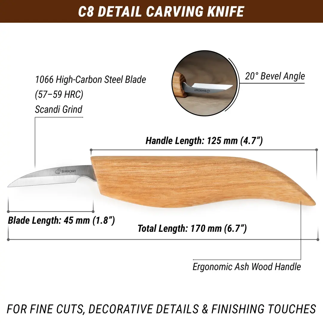 BeaverCraft C8 Chip Carving Knife – Razor-sharp control for detail