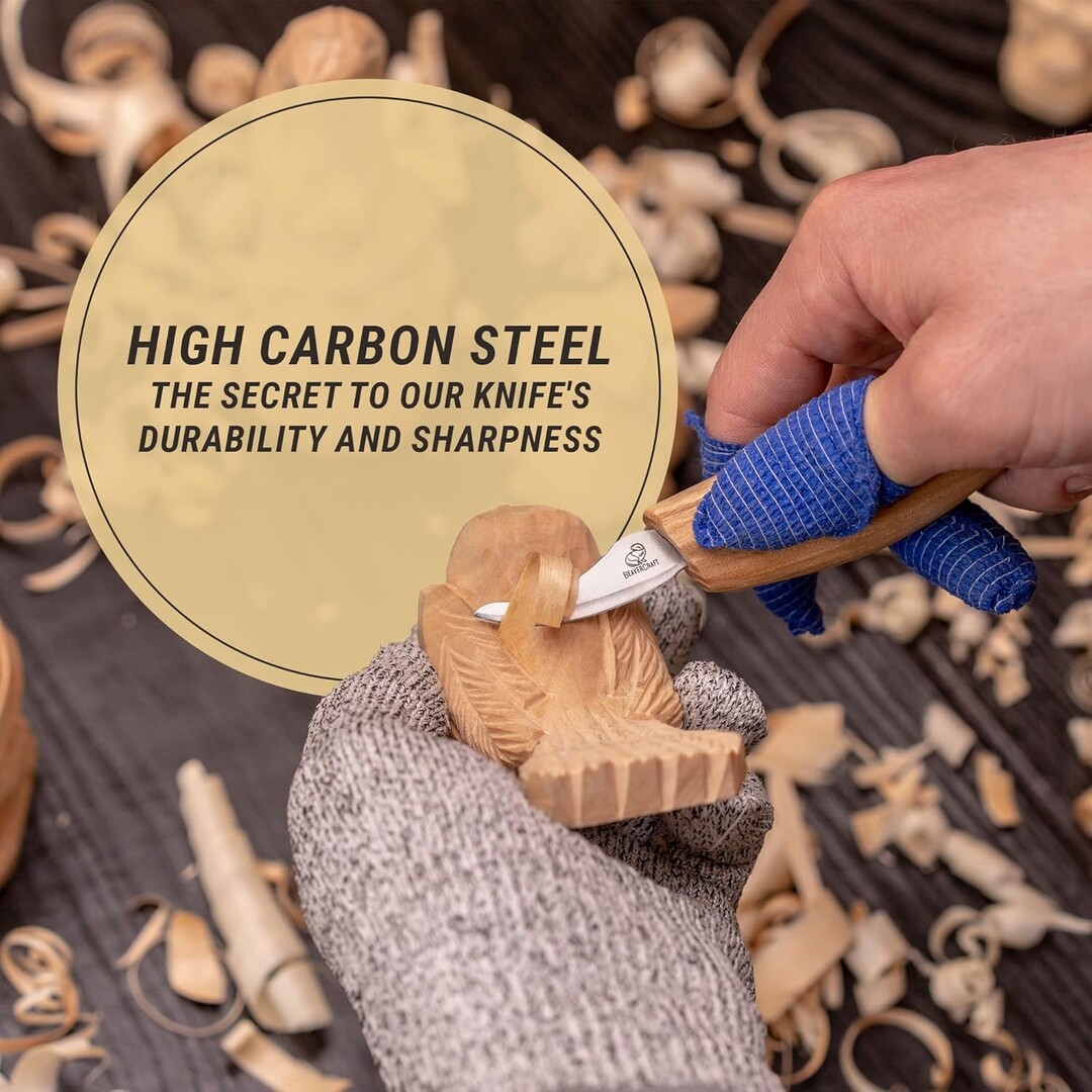 Beavercraft C18 Carving Knife with Ash Wood Handle