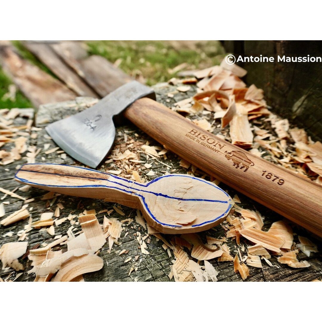 Bison 1879 Carving Axe 33 cm with Hickory Handle