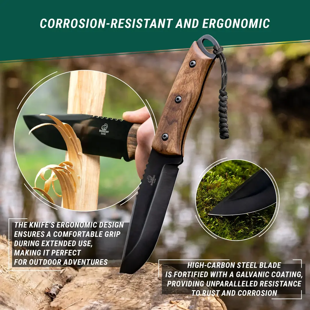 BeaverCraft BSH4 F Dusk Bushcraft Knife with Firesteel