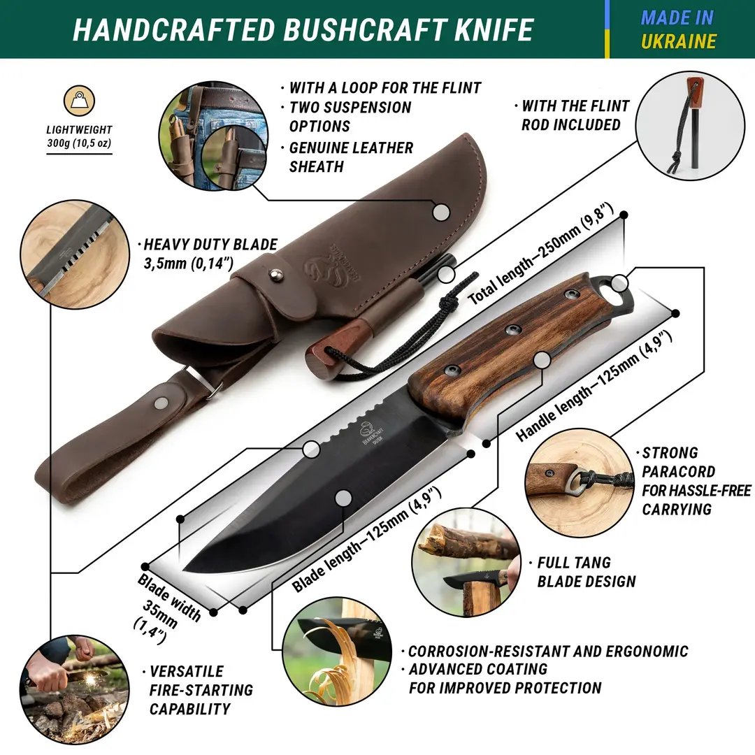 BeaverCraft BSH4 F Dusk Bushcraft Knife with Firesteel