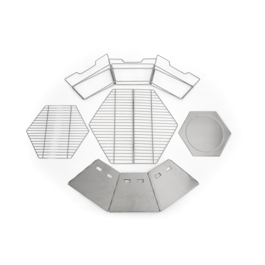 Origin Outdoor Hexagon Grill and Fire Bowl – Stainless Steel