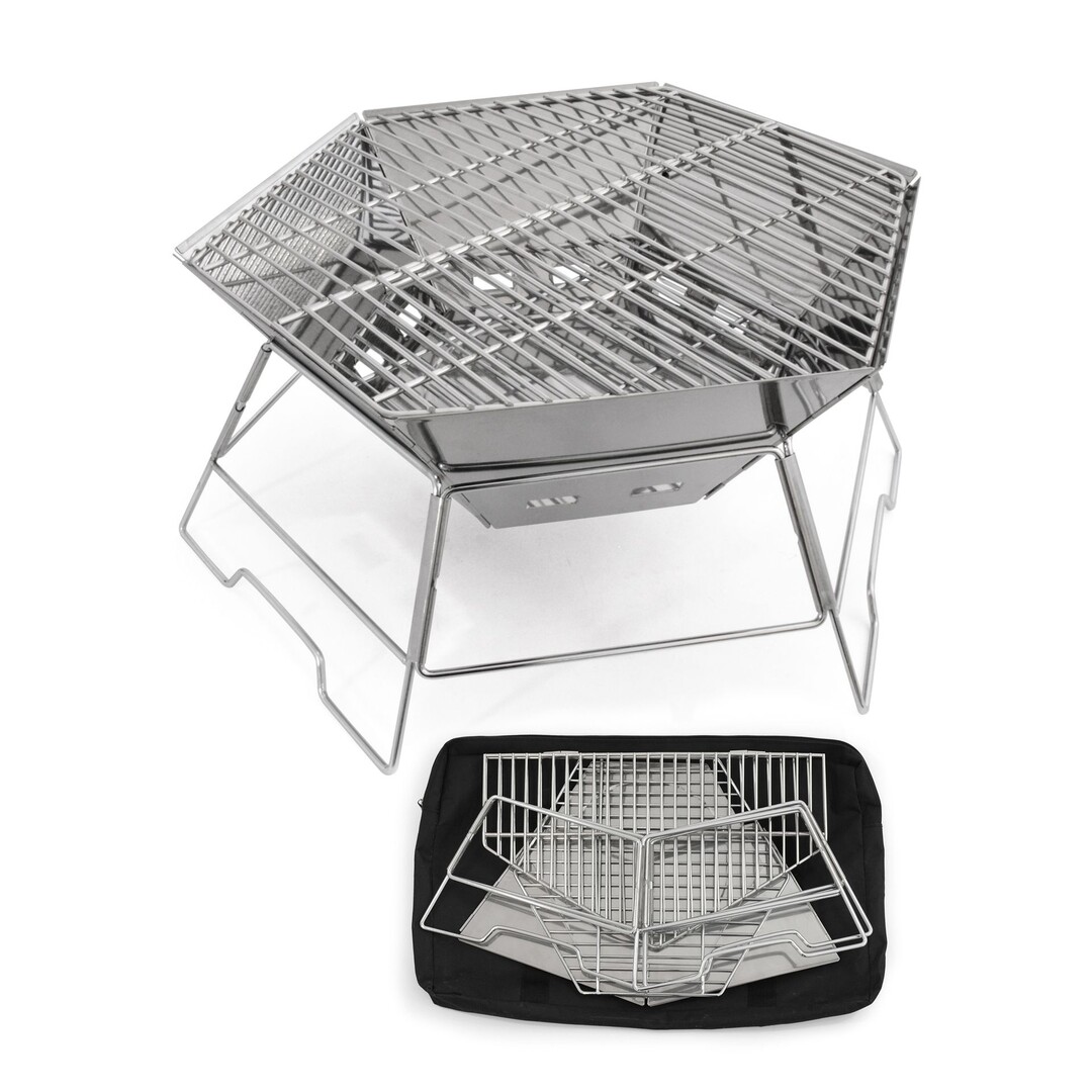 Origin Outdoor Hexagon Grill and Fire Bowl – Stainless Steel