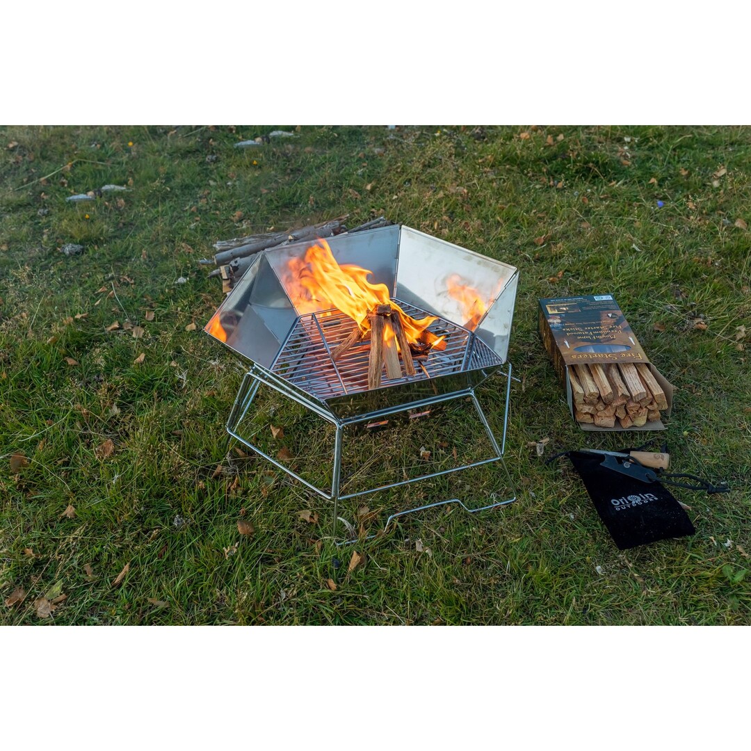 Origin Outdoor Hexagon Grill and Fire Bowl – Stainless Steel