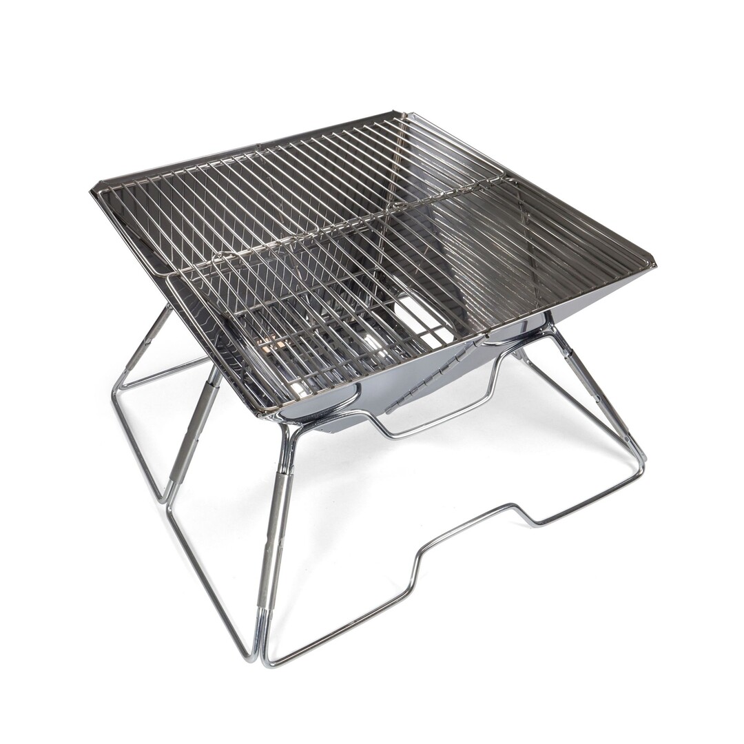 Origin Outdoors Tetragon Grill and Fire Bowl – Stainless Steel