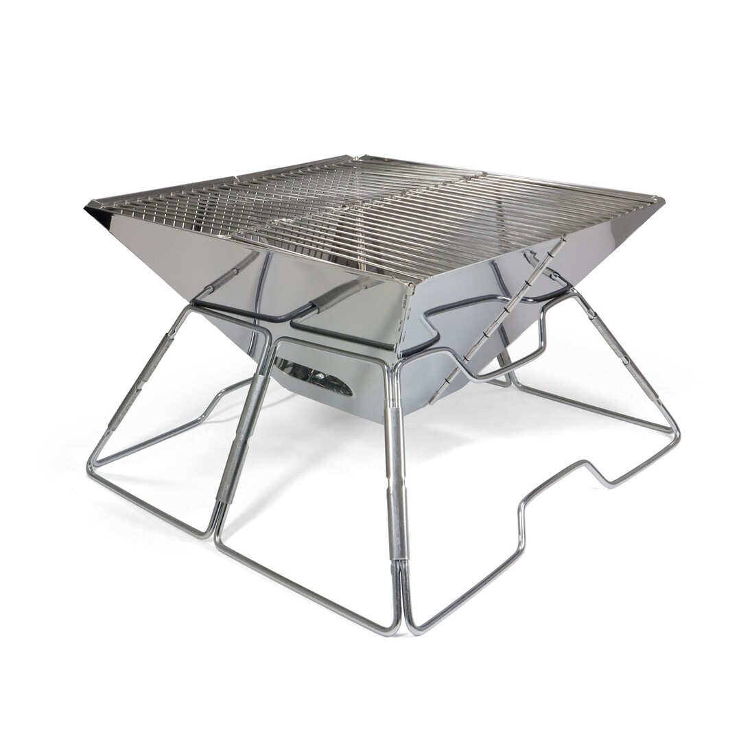 Origin Outdoors Tetragon Grill and Fire Bowl – Stainless Steel