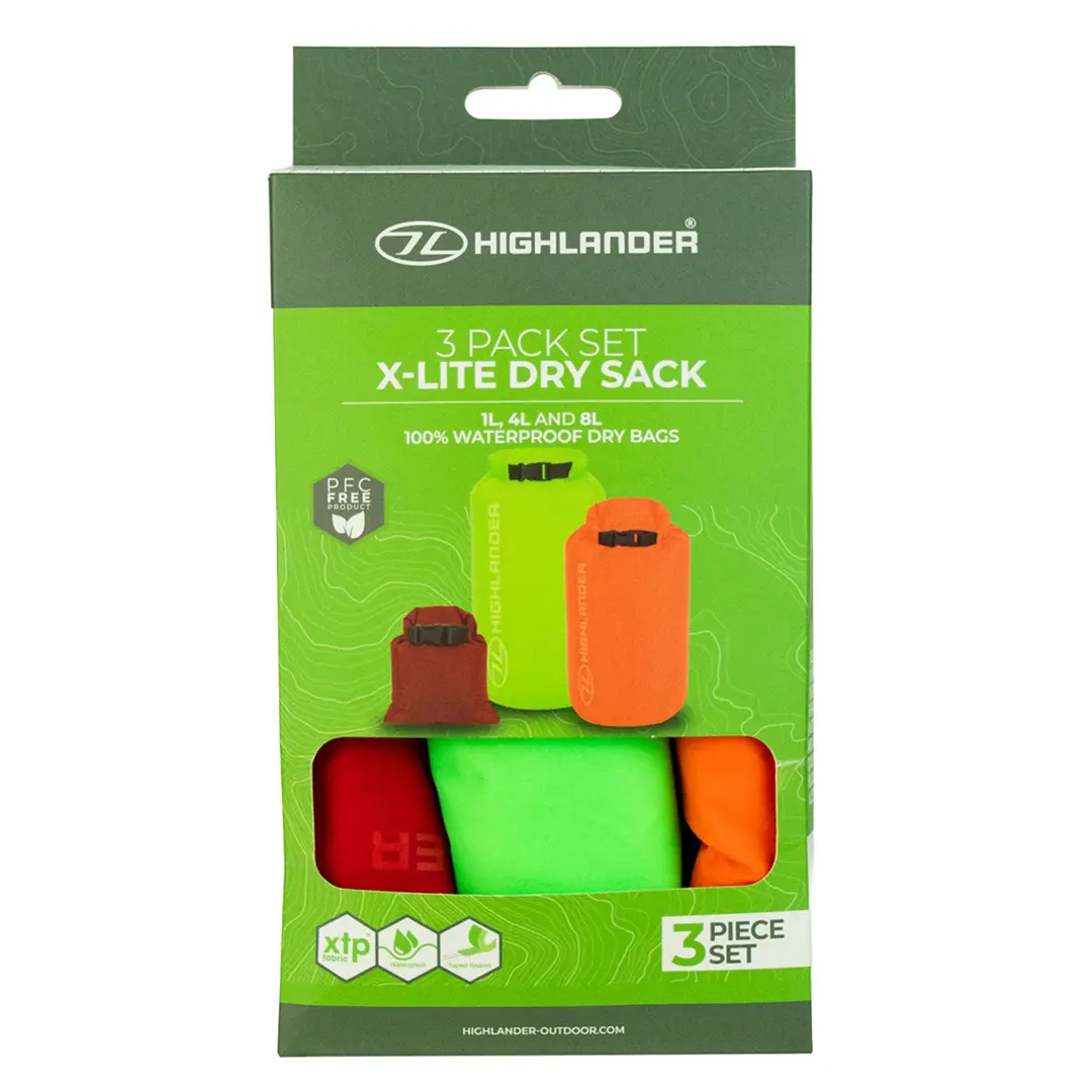Highlander X-Lite Dry Sack 3-Pack – Waterproof Bags 1/4/8L