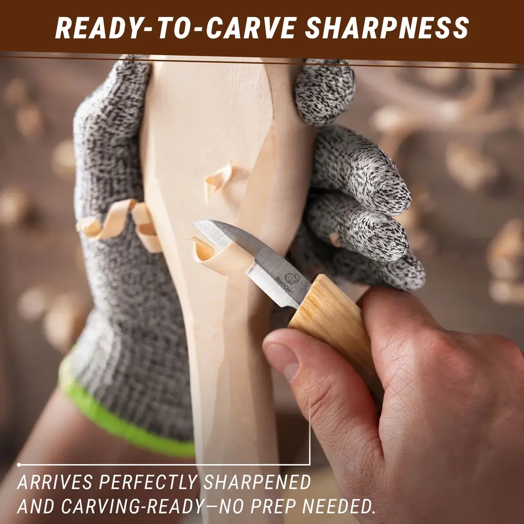 BeaverCraft C2 Wood Carving Knife Straight 40 mm – Ash Handle