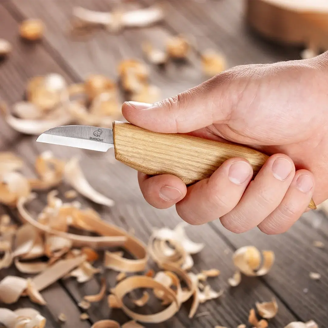 BeaverCraft C2 Wood Carving Knife Straight 40 mm – Ash Handle