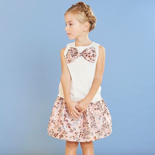 Hucklebones London Bow Shell Top Ivory Metallic Blossom Jacquard (Shirt)-2