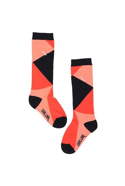 CarlijnQ Knee Socks Color Blocks Black / Pink (Sokken)