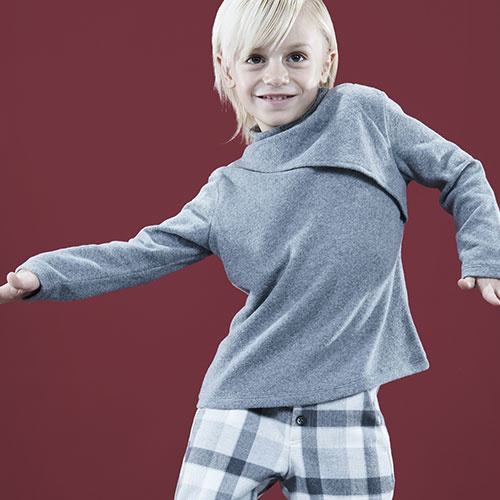 i leoncini Classic Sweater with Small Rollneck Grey (Trui)-4