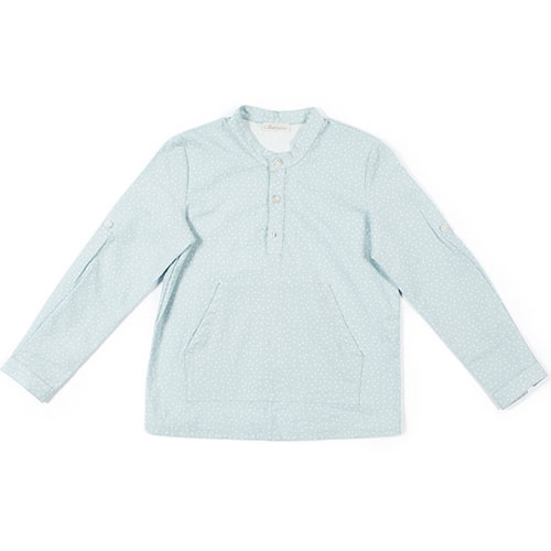 i leoncini Shirt with Micro Fantasy Print sky blue (longsleeve)-1