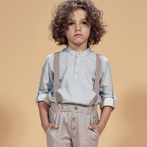 i leoncini Shirt with Micro Fantasy Print sky blue (longsleeve)-3