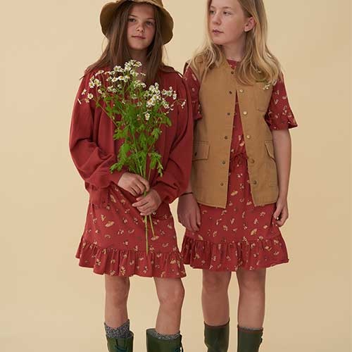 Soft Gallery Fennel Skirt Burnt Brick AOP Camomile (Rok)-6