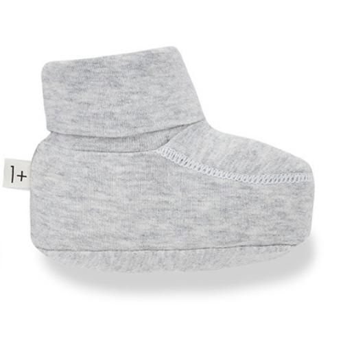 1+ in the family newborn tito socks organic plain jersey grey (babysokjes)-3
