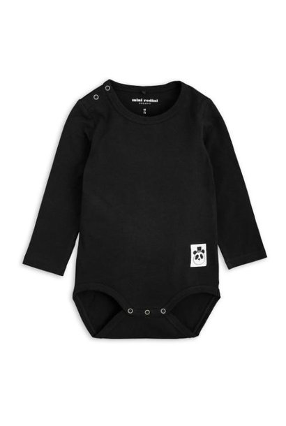 Mini Rodini Basic long sleeve body Black (romper)