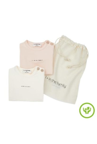 1+ in the family sasha newborn 2 t-shirt set organic plain jersey blush (shirt)