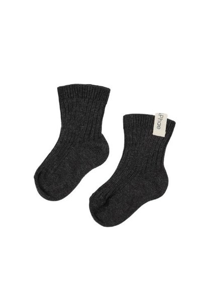 Phil&Phae Ribbed baby socks Charcoal (sokken)