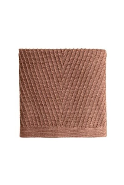 Hvid blanket Akira terracotta | dekentje