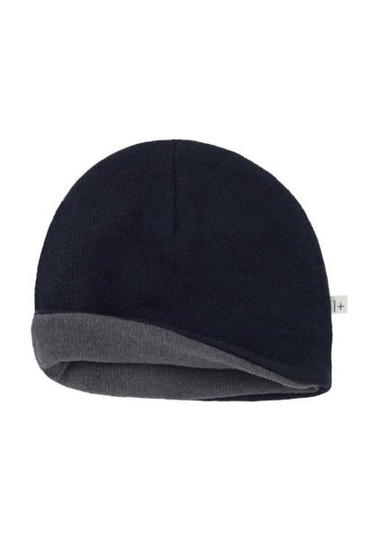 1+ in the family nick baby beanie soft plain recycled fleece navy | muts