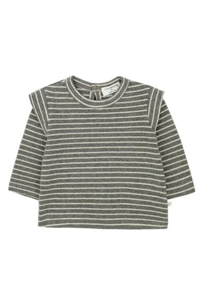 1+ in the family mamen baby girly t-shirt wide stripes jersey grey | top