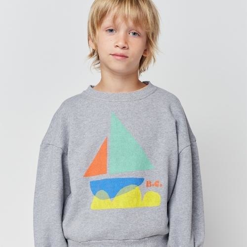 Bobo Choses Multicolor Sail Boat sweatshirt Light Heather Grey | trui-3