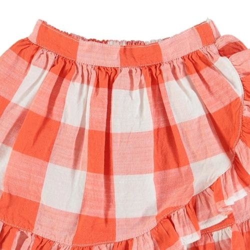 Piupiuchick short skirt w/ ruffles red & white checkered | rok-3