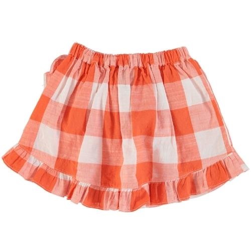 Piupiuchick short skirt w/ ruffles red & white checkered | rok-6