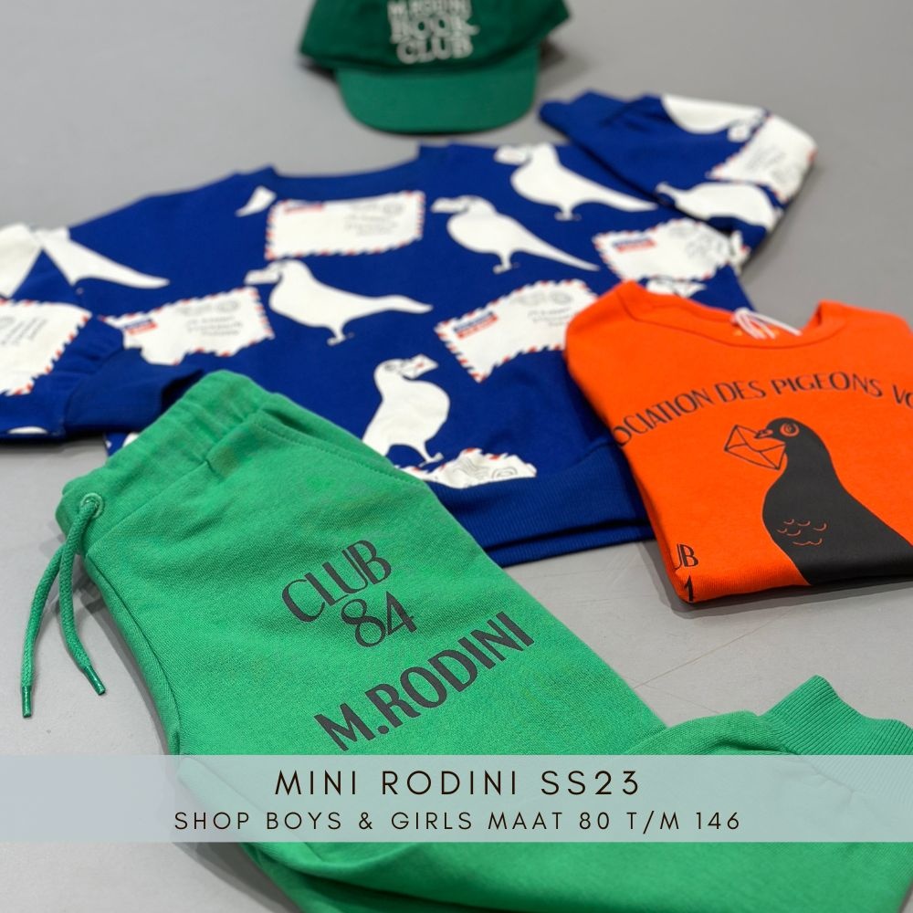 Mini Rodini nieuwe collectie spring summer 23 book club and pigeon post labels for little ones 1