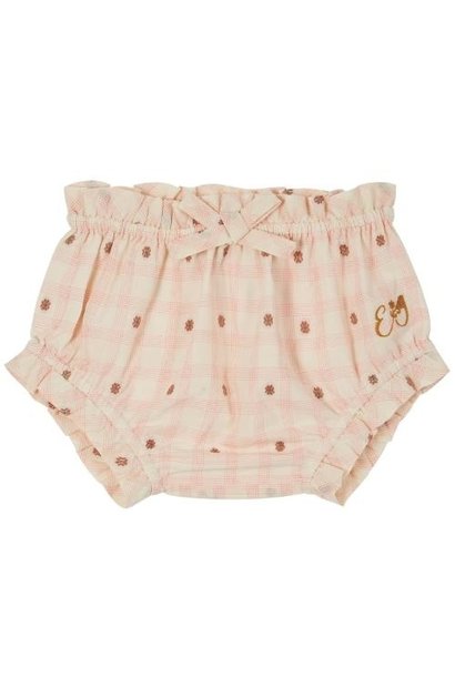 Emile et Ida Bloomer Carreaux Fleurs Rose | baby shorts