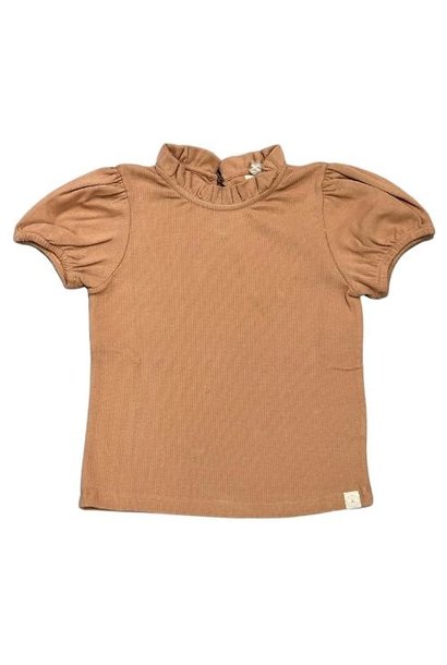 Navy Natural Baby Holly top tawny brown rib | t-shirt