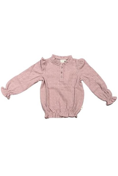 Navy Natural Julie blouse roze broderie | top