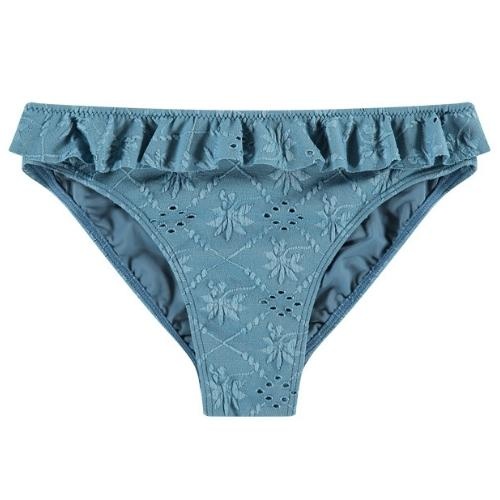 Beachlife Girls Ruffled Bikini Set Blue Embroidery | zwemkleding-4