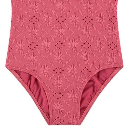 Beachlife Girls Ruffled Bathingsuit Pink Embroidery | badpak-6