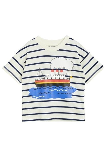 Mini Rodini Ferry stripe sp ss tee Blue | t-shirt