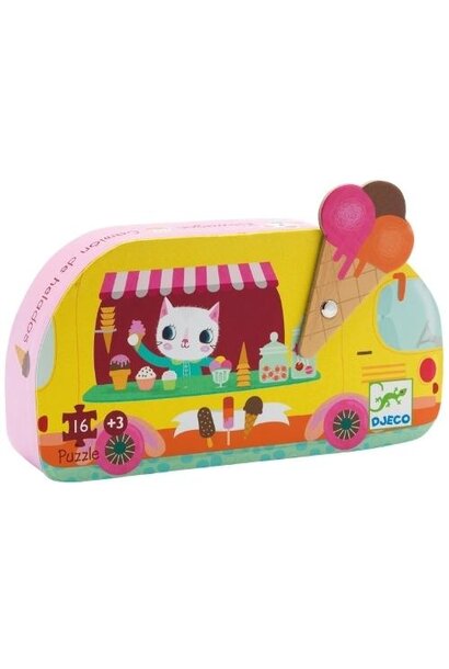 Djeco legpuzzel in luxe doos "Ice Cream Truck" ijscowagen - 16 stukjes | puzzel