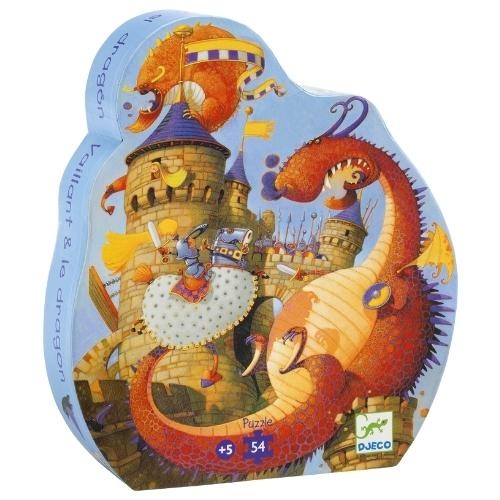 Djeco legpuzzel in luxe doos "Vaillant and the Dragons" draken - 54 stukjes | puzzel-1