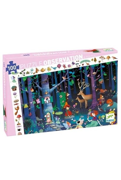 Djeco ontdekkingspuzzel "Enchanted Forest" betoverde bos - 100 stukjes | puzzel