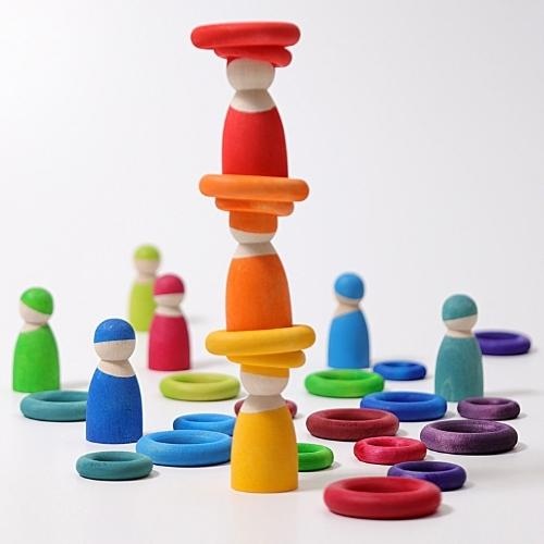 Grimm's Houten poppetjes regenboog | speelgoed | Labels for Little Ones -  Labels for Little Ones