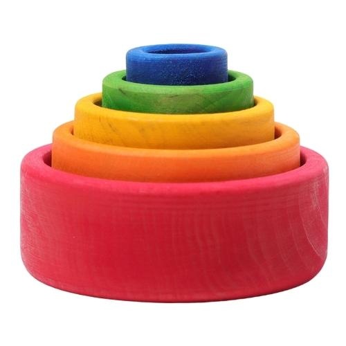 Grimm's Houten stapelbakjes regenboog | speelgoed-1