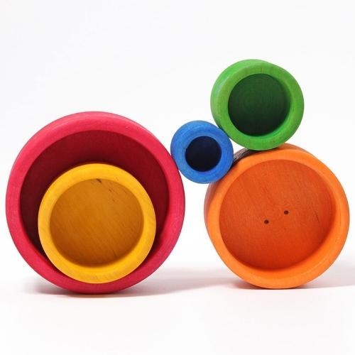 Grimm's Houten stapelbakjes regenboog | speelgoed-2
